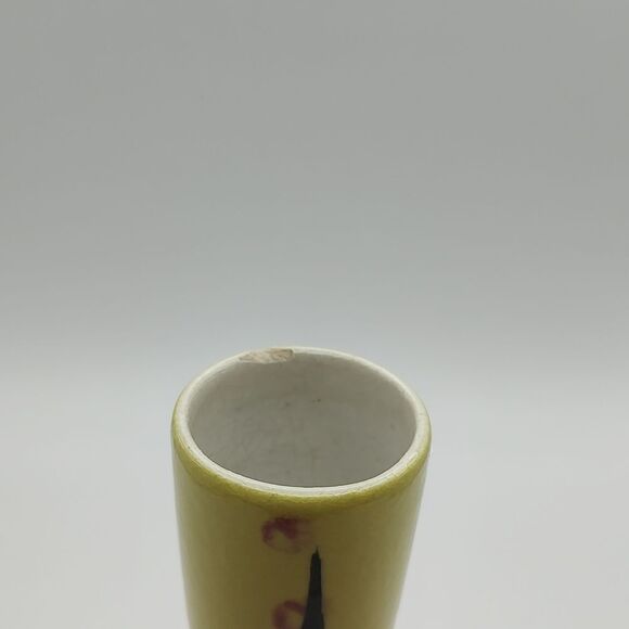 Vintage Hand Painted Yellow Asian Floral Bud Vase - Picture 7 of 8
